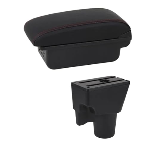 CRJIMX Für KIA Für Picanto Armlehnenbox Mittelkonsole Aufbewahrungsbox Mit Getränkehalter Produkte Innenraum-Ausstattung Zubehör(C1 Rote Linie) von CRJIMX
