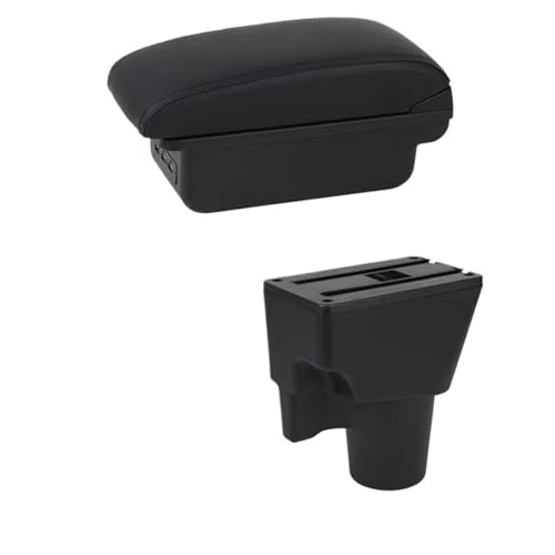 CRJIMX Für KIA Für Picanto Armlehnenbox Mittelkonsole Aufbewahrungsbox Mit Getränkehalter Produkte Innenraum-Ausstattung Zubehör(C1 Schwarze Linie) von CRJIMX