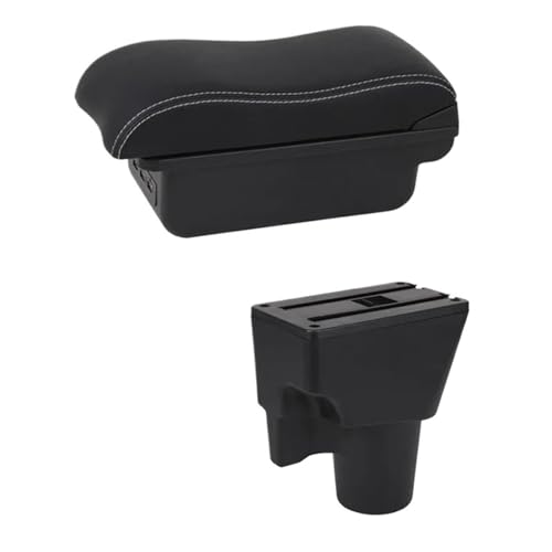 CRJIMX Für KIA Für Picanto Armlehnenbox Mittelkonsole Aufbewahrungsbox Mit Getränkehalter Produkte Innenraum-Ausstattung Zubehör(C2 Weiße Linie) von CRJIMX