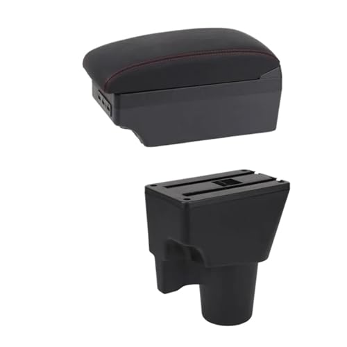 CRJIMX Für KIA Für Picanto Armlehnenbox Mittelkonsole Aufbewahrungsbox Mit Getränkehalter Produkte Innenraum-Ausstattung Zubehör(E1 Rote Linie) von CRJIMX