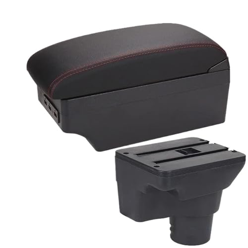 CRJIMX Für Kia Für Rio 4 Armlehne Für Kia Für Rio X Für X-Line Armlehnen-Box Auto Russi 2016 2017 2018 2019 2020 2021(A1 Schwarz Rot 7USB) von CRJIMX