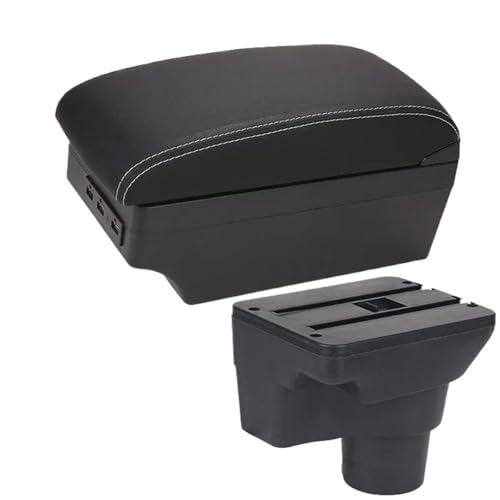 CRJIMX Für Kia Für Rio 4 Armlehne Für Kia Für Rio X Für X-Line Armlehnen-Box Auto Russi 2016 2017 2018 2019 2020 2021(A3 Schwarz weiß 7USB) von CRJIMX