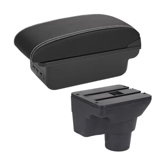 CRJIMX Für Kia Für Rio 4 Armlehne Für Kia Für Rio X Für X-Line Armlehnen-Box Auto Russi 2016 2017 2018 2019 2020 2021(B3 Schwarz weiß 3USB) von CRJIMX