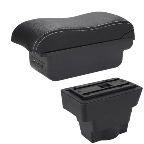 CRJIMX Für Opel Für Astra Aufbewahrungsbox Für Opel Für Astra J 2012 2013 2024 2025-2020 Zentrale Armlehnenbox Autoarmlehne Nachrüstteil(B3 Schwarz weiß 3USB) von CRJIMX