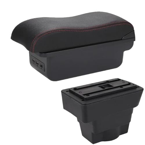 CRJIMX Für Opel Für Astra J Zentrale Armlehnenbox Für Opel Für Astra Autoarmlehne 2012 2013 2024 2025-2020 Aufbewahrungsbox Nachrüstteil(B1 Schwarz rot 3USB) von CRJIMX