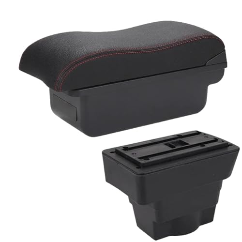 CRJIMX Für Opel Für Astra J Zentrale Armlehnenbox Für Opel Für Astra Autoarmlehne 2012 2013 2024 2025-2020 Aufbewahrungsbox Nachrüstteil(C1 Schwarz Rot KEIN USB) von CRJIMX