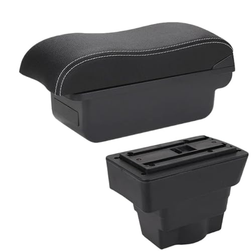 CRJIMX Für Opel Für Astra J Zentrale Armlehnenbox Für Opel Für Astra Autoarmlehne 2012 2013 2024 2025-2020 Aufbewahrungsbox Nachrüstteil(C3 Schwarz weiß KEIN USB) von CRJIMX