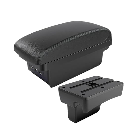 CRJIMX Für Peugeot 307 I 2001 2002 2003 2004 2005 2006 2007 2008 Zentrale Armlehnen-Box Aufbewahrungsbox Innenausstattung Modifiziert(B2 schwarze Linie 3USB) von CRJIMX