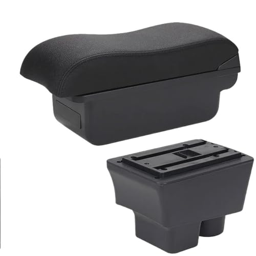 CRJIMX Für S&koda Für FABIA Für Fabia II 2 Auto Armlehne 2008-2014 Geschwungene Oberfläche Leder Auto Aufbewahrungsbox(C2 Schwarze Linie KEIN USB) von CRJIMX
