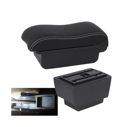 CRJIMX Für S&koda Für Fabia 3 Combi 2015-2021 Auto Armlehnenbox Auto Armlehnenbox Aufbewahrungsbox(B white line 3USB) von CRJIMX