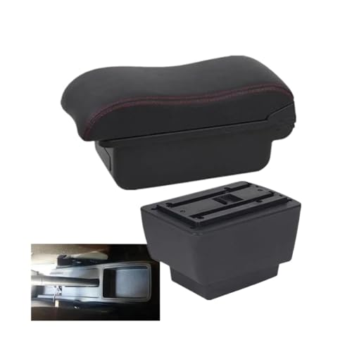 CRJIMX Für S&koda Für Fabia 3 Combi 2015-2021 Auto Armlehnenbox Auto Armlehnenbox Aufbewahrungsbox(Eine schwarze Linie Kein USB) von CRJIMX