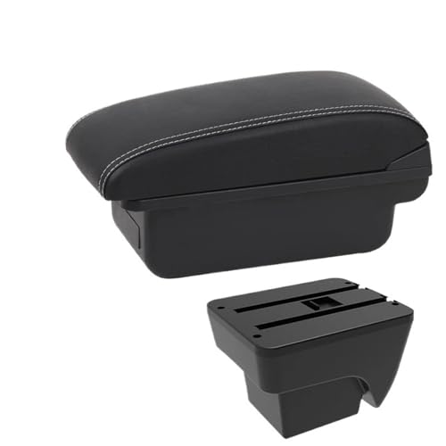 CRJIMX Für SEAT Für IBIZA Auto-Armlehnenmodifikation Multifunktions-Doppelschicht-Aufbewahrungsbox Mit USB-Ladung(B2 schwarze Linie 3USB) von CRJIMX
