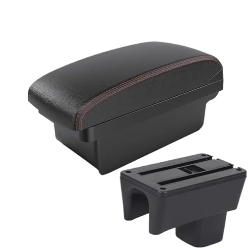 CRJIMX Für Suzuki Für Swift Armlehnenbox Für Suzuki Für Swift Auto-Armlehne Details Aufbewahrungsbox Nachrüstteile 2005-2023(A1 Schwarz Rot KEIN USB) von CRJIMX