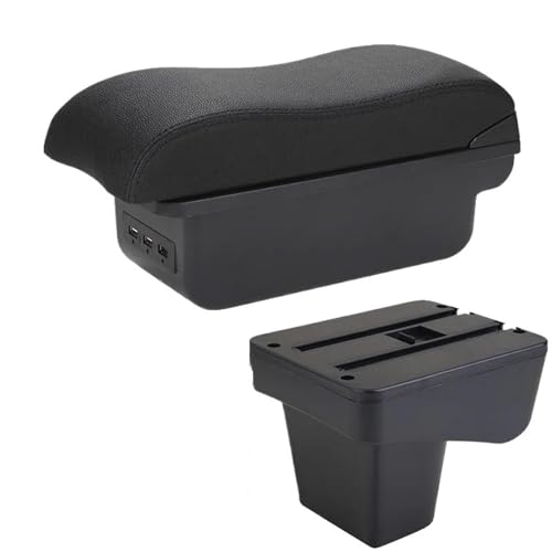 CRJIMX Für Suzuki Für Vitara Auto Armlehnenkasten Geschwungene Oberfläche Leder Auto Aufbewahrungsbox Innenraum(B2 schwarze Linie 3USB) von CRJIMX