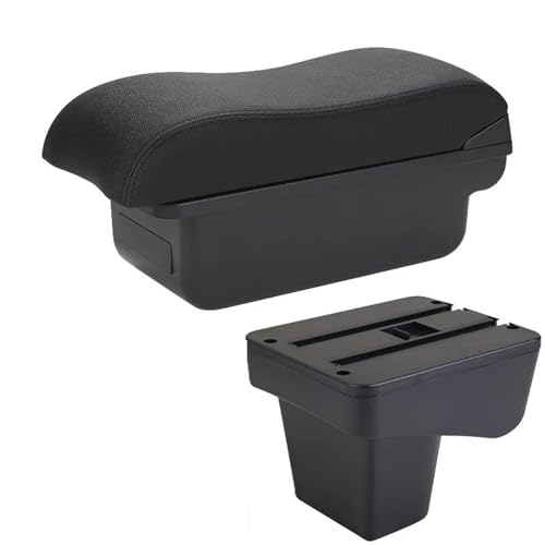 CRJIMX Für Suzuki Für Vitara Auto Armlehnenkasten Geschwungene Oberfläche Leder Auto Aufbewahrungsbox Innenraum(C2 Schwarze Linie KEIN USB) von CRJIMX