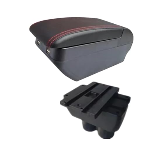 CRJIMX Für VW Für T&ouran Für Caddy Armlehne Zentrale Aufbewahrungsbox Innenraum-Nachrüstzubehör(H rote Linie 4USB) von CRJIMX