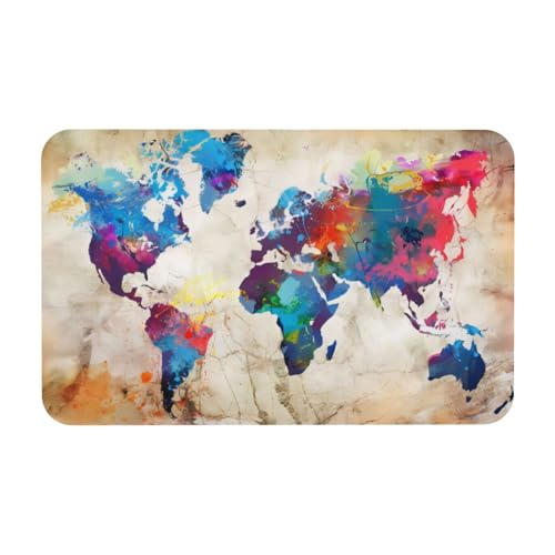 CRJSYCBYB Abstrakte Weltkarte bedruckte Kieselgur Matte 50 x 80 cm Indoor Fußmatte Eingang Teppich Matte CRJSYCBYB Abstrakte Weltkarte bedruckte Kieselgur Matte 50 x 80 cm Indoor Fußmatte Eingang Teppich Matte von CRJSYCBYB