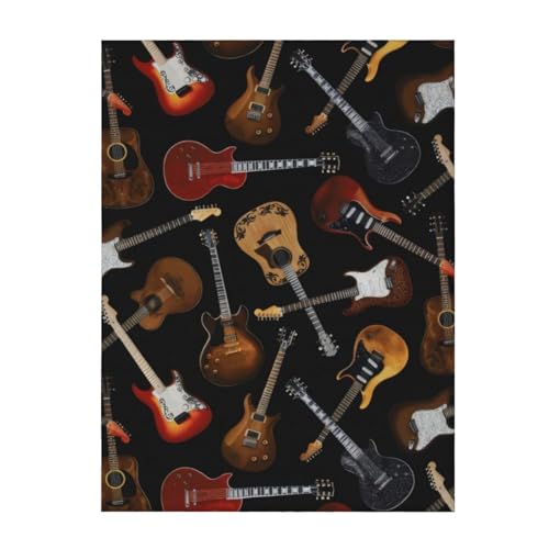CRJSYCBYB Flanelldecke mit Gitarren-Motiv, Reisedecke, weiche Plüschdecke von CRJSYCBYB