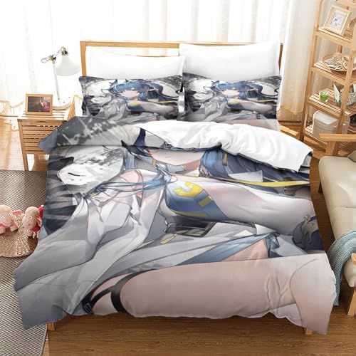 CRJUS Anime-Mädchens Adult Sexy Bettwäschegarnitur 3D Gedruckter Kreativ Bettbezug Set Mädchen Junge Kinder Bettwäsche Weich Microfaser Reissverschluss Und Kissenbezüge 2 Teilig Single（135x200cm） von CRJUS