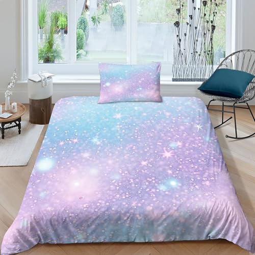 CRJUS Regenbogen 3D Print Betten Set Bettwäsche Set Microfaser Qualität Reißveschluss Bettbezug-Set Mit Kissenbezug Für Schlafzimmer, Weiche Bequemer Single（135x200cm） von CRJUS
