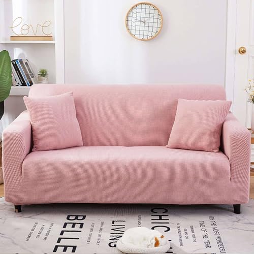 CROMMA Sofabezug, Dicke Stretch Sofahusse Möbelschutz rutschfeste Couchbezug für Wohnzimmer 1/2/3/4 Sitzer-rosa-3 Sitzer(190-230cm) von CROMMA