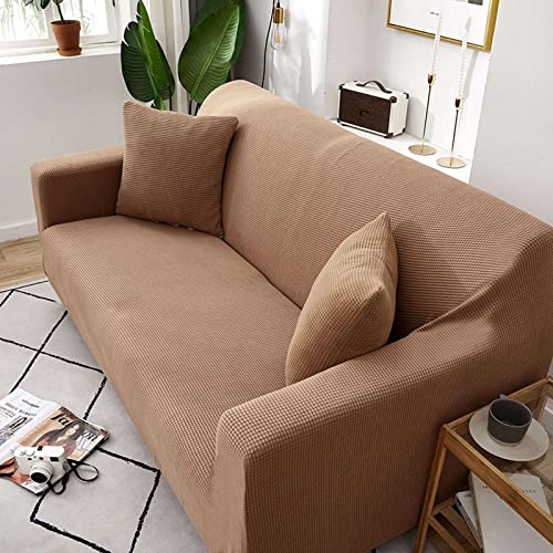 CROMMA Stretch Sofabezug, Jacquard Elastische Sofabezug Wasserdicht Antirutsch Sesselbezug Sofahusse für Wohnzimmer 1 2 3 4 Sitzer Sofa-Khaki-1 Sitzer 90-140cm von CROMMA