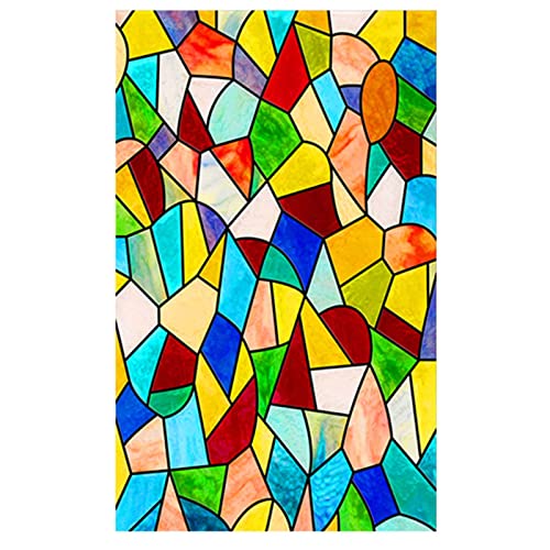 Dekorativ Fensterfolie, Europäische Kirche Farbe Glasaufkleber Undurchsichtig Für Badezimmer Schlafzimmer Matt Sichtschutzfolie-A02-100x200cm(39x79inch) von CROMMA