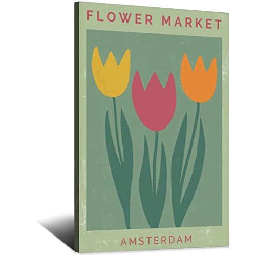 CRONDUS Amsterdam Vintage Blumenmarkt Reiseposter Leinwand Wandkunst Poster Dekor Malerei Poster von CRONDUS