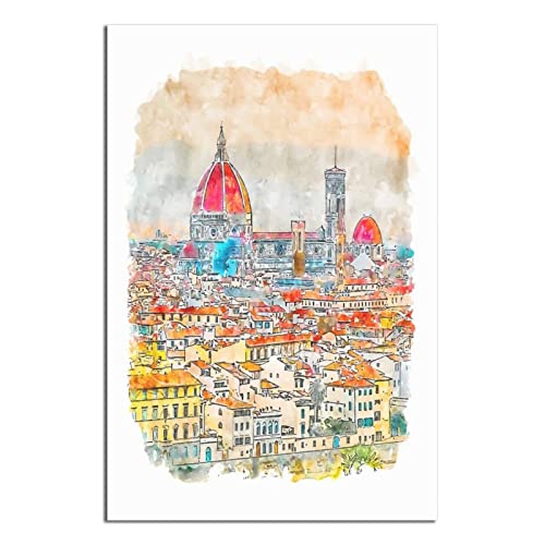 CRONDUS Vintage-Reise-Poster Florenz Italien Leinwand Wandkunst Poster Dekor Malerei Poster von CRONDUS