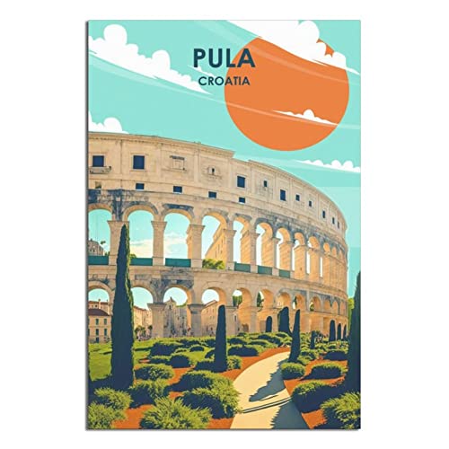 CRONDUS Vintage Reiseposter Kroatien Pula Leinwand Wandkunst Poster Dekor Gemälde Poster von CRONDUS