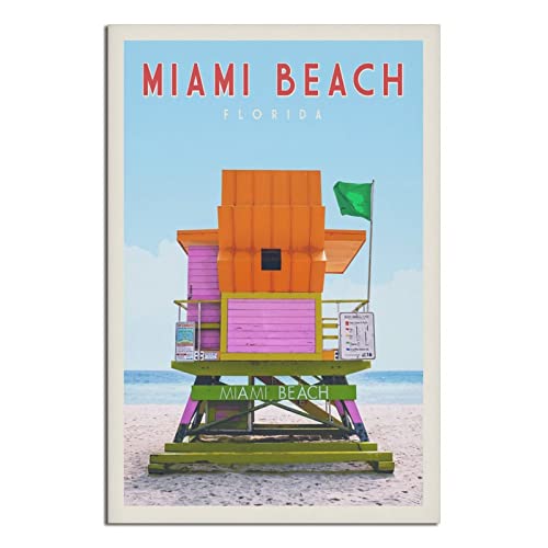 Florida Miami Beach Vintage Reise Poster Leinwand Wandkunst Poster Dekor Malerei Poster von CRONDUS