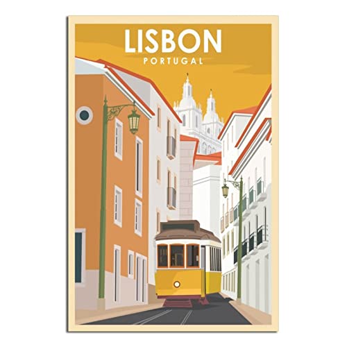 Lissabon Vintage Reiseposter Leinwand Wandkunst Poster Dekor Malerei Poster von CRONDUS