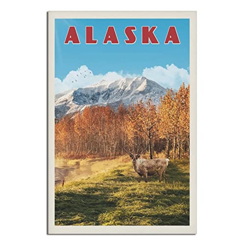 Vintage Reiseposter Alaska Leinwand Wandkunst Poster Dekor Malerei Poster von CRONDUS