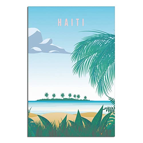 Vintage Reiseposter Haiti Beach Leinwand Wandkunst Poster Dekor Malerei Poster von CRONDUS