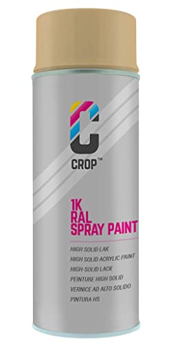 CROP Spraydose RAL 1001 Beige - Hochglanz - 400ml - Lackspray Beige - 100% farbecht - Schnelltrocknend - Innen & Außen - RAL1001 von CROP