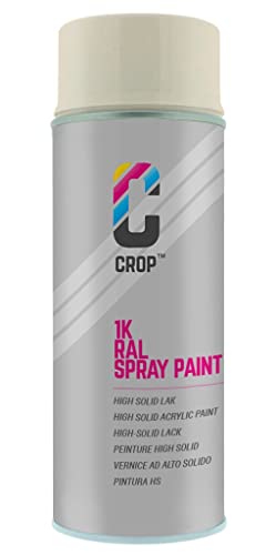 CROP Spraydose RAL 1013 Perlweiss - Hochglanz - 400ml - Lackspray weiss - 100% farbecht - Schnelltrocknend - Innen & Außen - RAL1013 von CROP