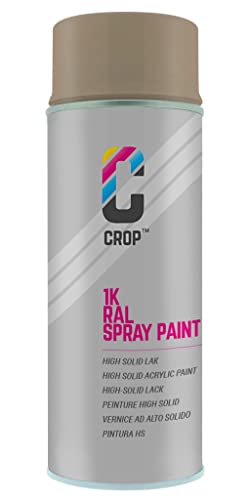 CROP Spraydose RAL 1019 Graubeige - Hochglanz - 400ml - Lackspray Beige - 100% farbecht - Schnelltrocknend - Innen & Außen - RAL1019 von CROP