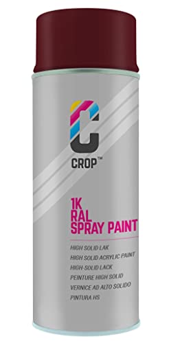 CROP Spraydose RAL 3005 Weinrot - Hochglanz - 400ml - Lackspray Rot - 100% farbecht - Schnelltrocknend - Innen & Außen - RAL3005 von CROP