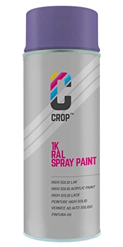 CROP Spraydose RAL 4005 Blaulila - Seidenglanz - 400ml - Lackspray Lila - 100% farbecht - Schnelltrocknend - Innen & Außen - RAL4005 von CROP