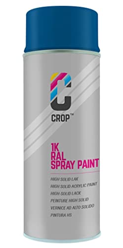 CROP Spraydose RAL 5005 Signalblau - Seidenglanz - 400ml - Lackspray Blau - 100% farbecht - Schnelltrocknend - Innen & Außen - RAL5005 von CROP