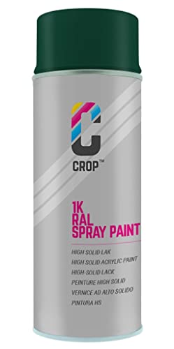 CROP Spraydose RAL 6005 Moosgrün - Seidenglanz - 400ml - Lackspray Grün - 100% farbecht - Schnelltrocknend - Innen & Außen - RAL6005 von CROP