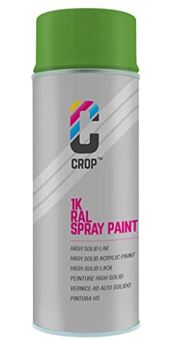 CROP Spraydose RAL 6018 Gelbgrün - Seidenglanz - 400ml - Lackspray Grün - 100% farbecht - Schnelltrocknend - Innen & Außen - RAL6018 von CROP