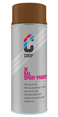 CROP Spraydose RAL 8003 Lehmbraun - Hochglanz - 400ml - Lackspray Braun - 100% farbecht - Schnelltrocknend - Innen & Außen - RAL8003 von CROP