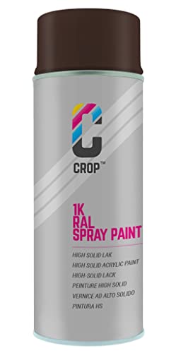 CROP Spraydose RAL 8017 Schokoladenbraun - Matt - 400ml - Lackspray Braun - 100% farbecht - Schnelltrocknend - Innen & Außen - RAL8017 von CROP