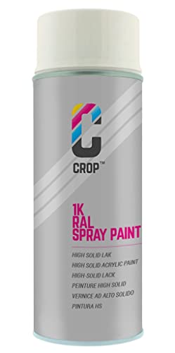 CROP Spraydose RAL 9010 Reinweiss - Hochglanz - 400ml - Lackspray Weiss - 100% farbecht - Schnelltrocknend - Innen & Außen - RAL9010 von CROP