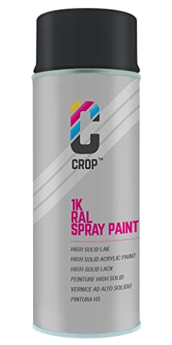 CROP Spraydose RAL 9011 Graphitschwarz - Matt - 400ml - Lackspray Schwarz - 100% farbecht - Schnelltrocknend - Innen & Außen - RAL9011 von CROP