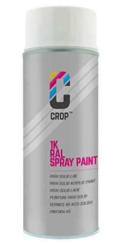 CROP Spraydose RAL 9016 Verkehrsweiss - Hochglanz - 400ml - Lackspray Weiss - 100% farbecht - Schnelltrocknend - Innen & Außen - RAL9016 von CROP