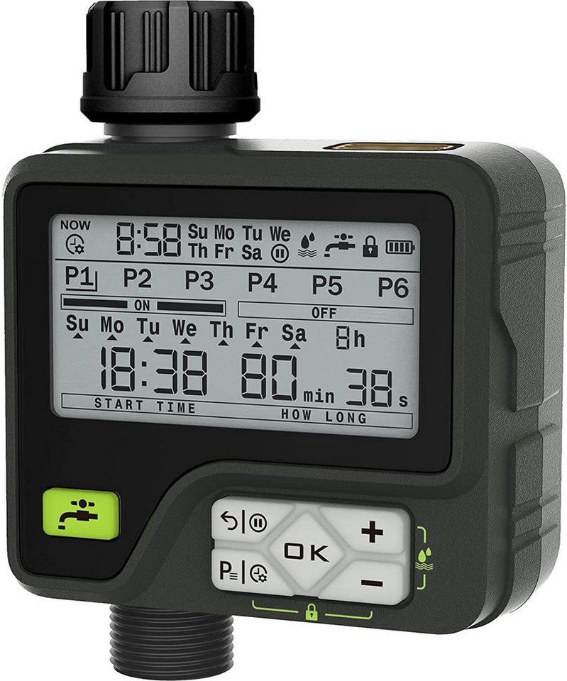 CROSOFMI Bewässerungscomputer Bewässerungscomputer 6 Programme Smart Regensensor Garten Timer, (Bewässerungssystem mit Regensensor für einfache Handhabung, 4-tlg., Automatische Bewässerungsuhr mit 6 Programmen), Automatische Regensensor-Funktion CROSOFMI Bewässerungscomputer Bewässerungscomputer 6 Programme Smart Regensensor Garten Timer, (Bewässerungssystem mit Regensensor für einfache Handhabung, 4-tlg., Automatische Bewässerungsuhr mit 6 Programmen), Automatische Regensensor-Funktion von CROSOFMI