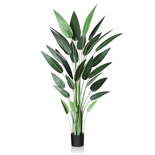 CROSOFMI Künstlich Lilienbaum 180CM Fake Tropische Plastik Palme Perfekte Große Pflanzen im Topf für Indoor Outdoor Haus Haus Büro Garten Moderne Dekoration Housewarming Geschenk（1 Pack） von CROSOFMI