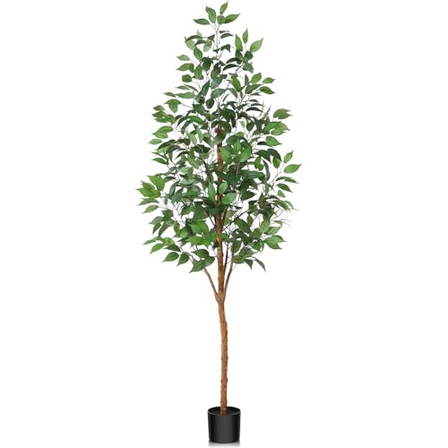 CROSOFMI Künstliche Ficus Pflanzen 180cm Groß Fake Tropische Plastik Pflanze im Topf für Indoor Outdoor Haus Büro Garten Moderne Dekoration（1 Pack） von CROSOFMI